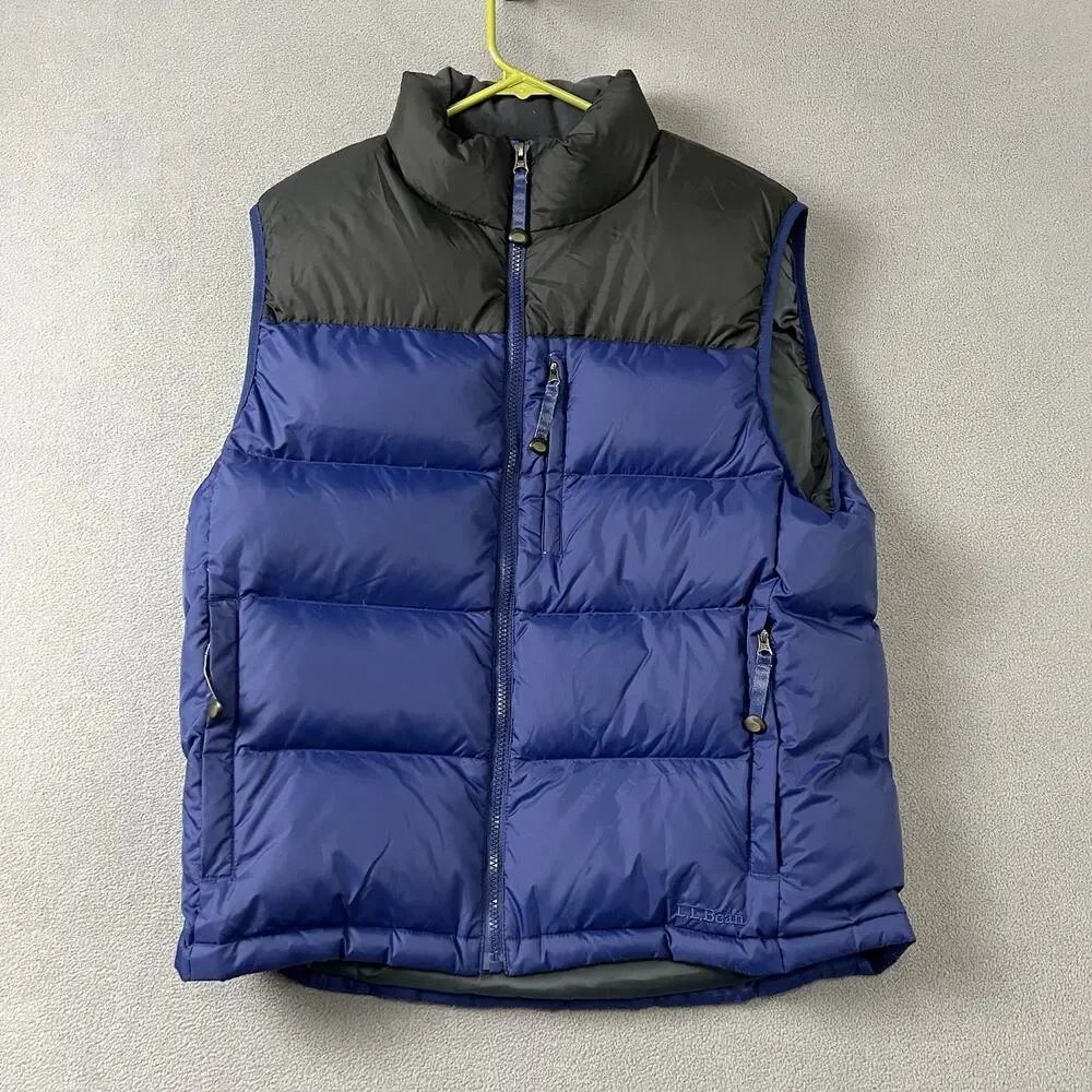 LL Bean Vest Mens Size Medium Blue Goose Down Insualted Puffer Outdoors